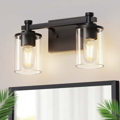 Luminaire moderne à 2 lumières avec abat-jour en verre transparent