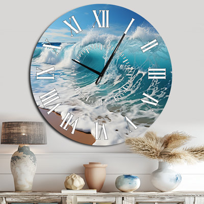 Horloge murale Turquoise Power Of Ocean Wave I