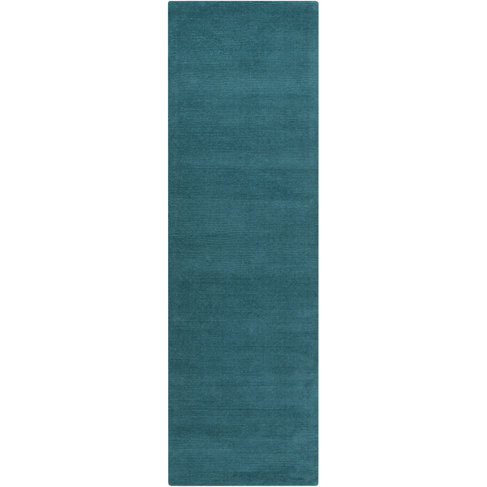 Girton Teal Hand-Woven Wool Rug, Runner 2'6" x 8'