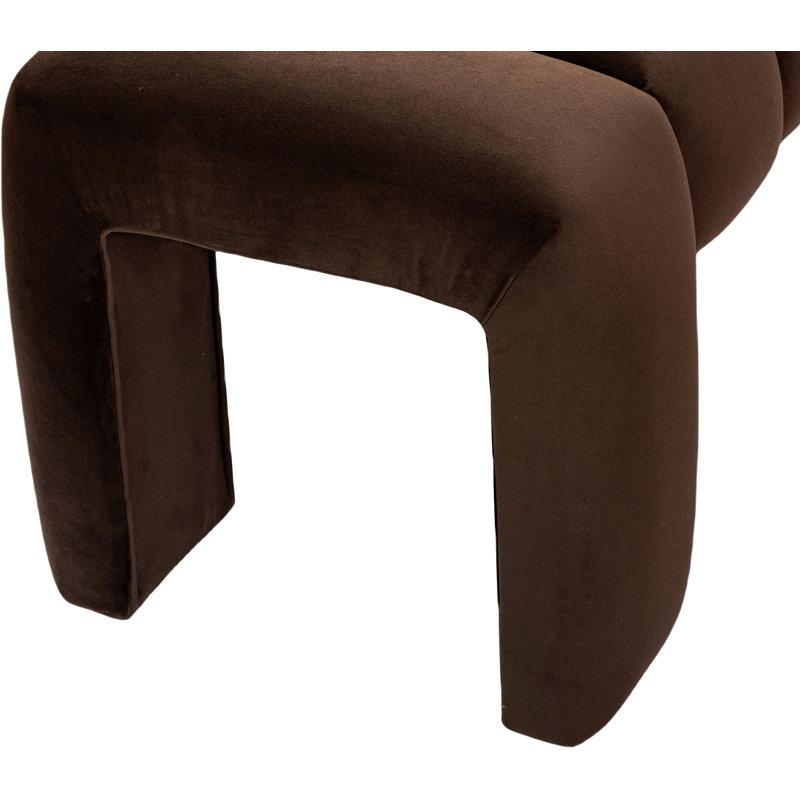 Velvet Upholstered Bench, Brown Velvet