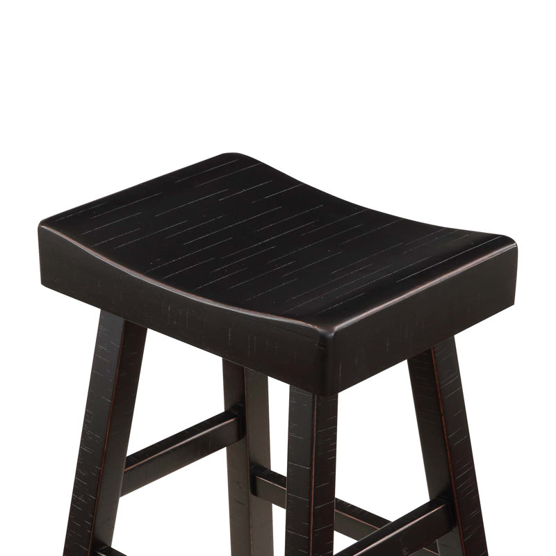 Transitional 4-Piece Pub Height Set, Table And Bar Stools And Solid Rubberwood Furniture, Black