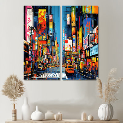 Colorful City Tokyo Popart II - Multi-Color Canvas Prints Set Of 2