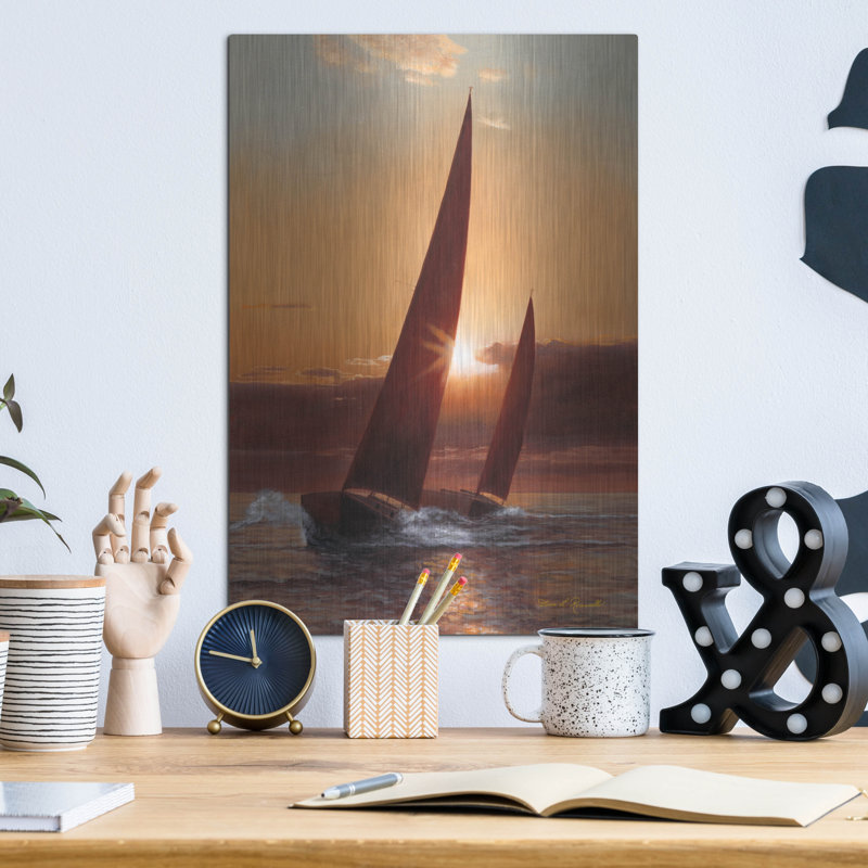 Breakwater Bay «Red Sails» par Diane Romanello, art mural en métal, H 16 po x l 12 po