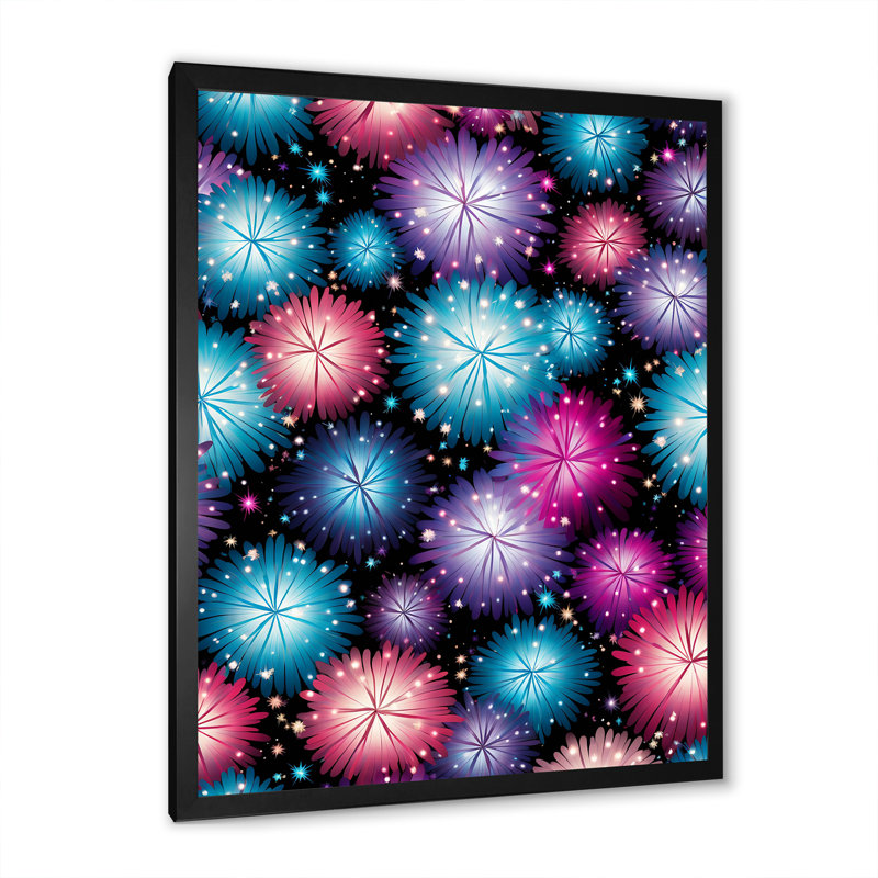 Feux d'artifice lumineux et symphonique, Cadre simple noir, H 44 po x l 34 po x P 1,5 po
