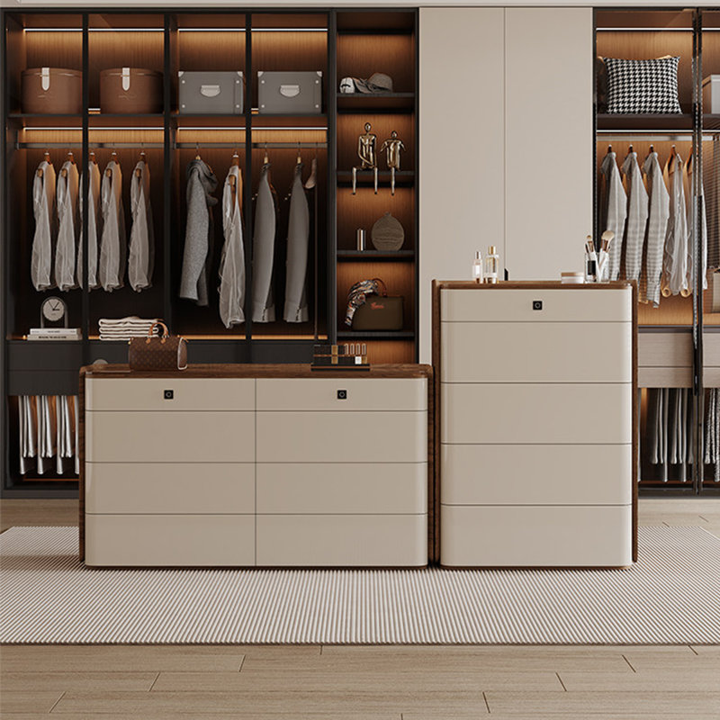 Comptoir de 47,24 po rectangulaire en verre trempé transparent brun avec armoire en bois massif de couleur kaki pour le rangement des bijoux