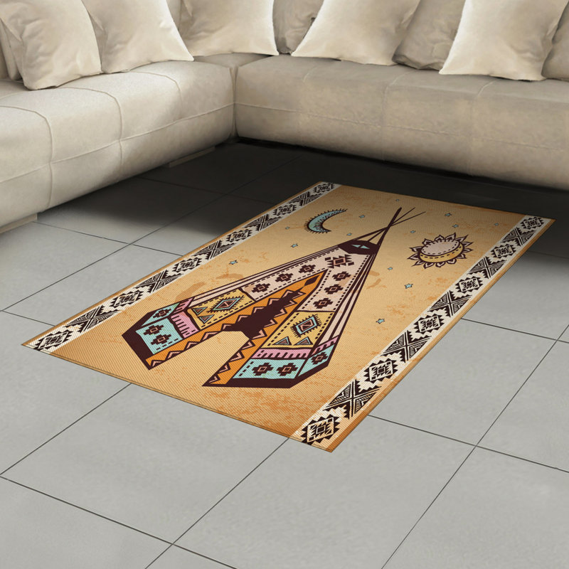Tribal High Density Long Fiber Poly Threads Decorative Area Rug Carpet, Rectangle 4' x 5'8"