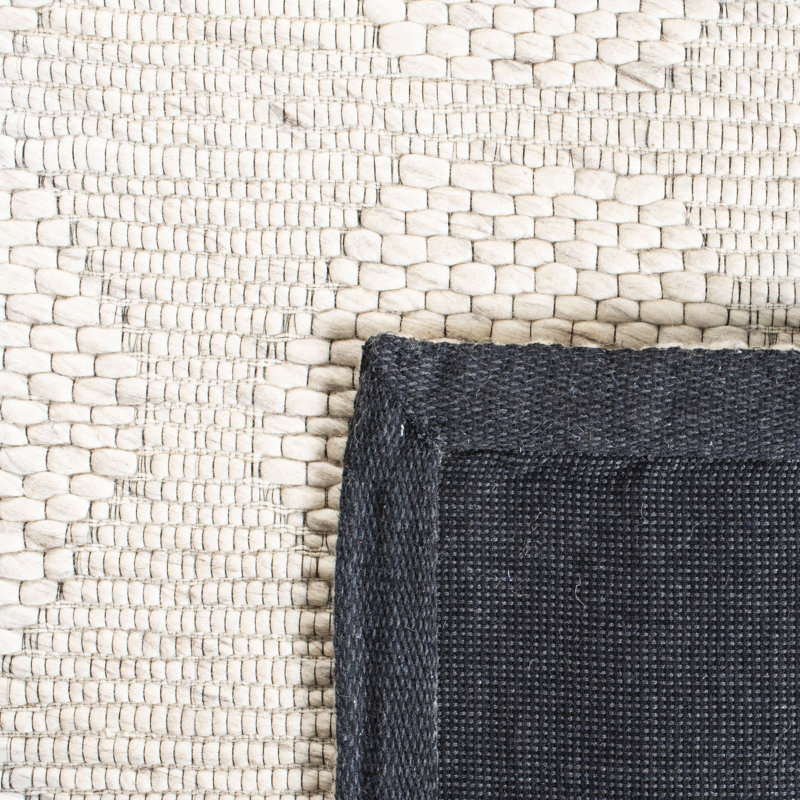 Marbella Beige Flat Woven Geometric Wool Runner Rug