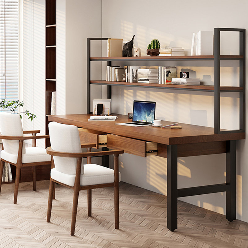 Bureau de direction rectangulaire en bois massif noyer, H 74,8 po x l 86,61 po x P 23,62 po