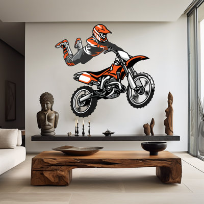 Motocross Wall Decal Dirt Bike Rider Wall Sticker Motorcycle Wall Decor