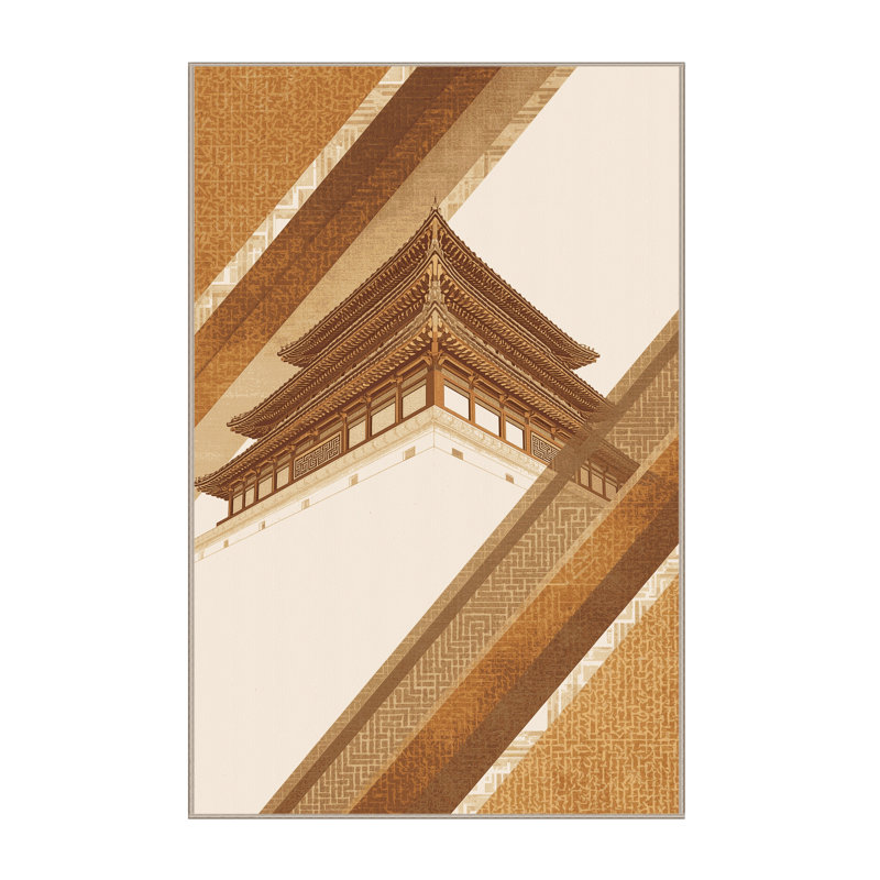Machine Washable Paizlei Seoul Gyeongbokgung Palace Classic Oriental Rug in Beige – Beige Binding, 2x3