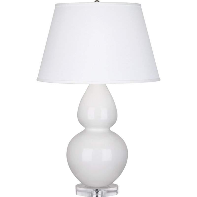Double Gourd Ceramic Table Lamp, Lily/Silver, White
