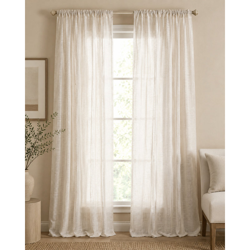 Pompeia Sheer Curtain Single Panel, 52" W x 108" L