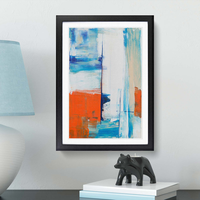 Abstract Art Painting Vol.327 by S.Johnson - Picture Frame Painting Print, 48cm H x 36cm W x 2cm D, Black Framed