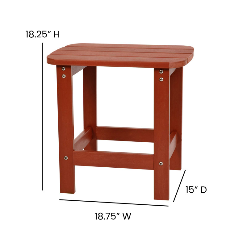 Balasi Indoor/Outdoor Adirondack Style Side Table and 2 Chair Set, Red