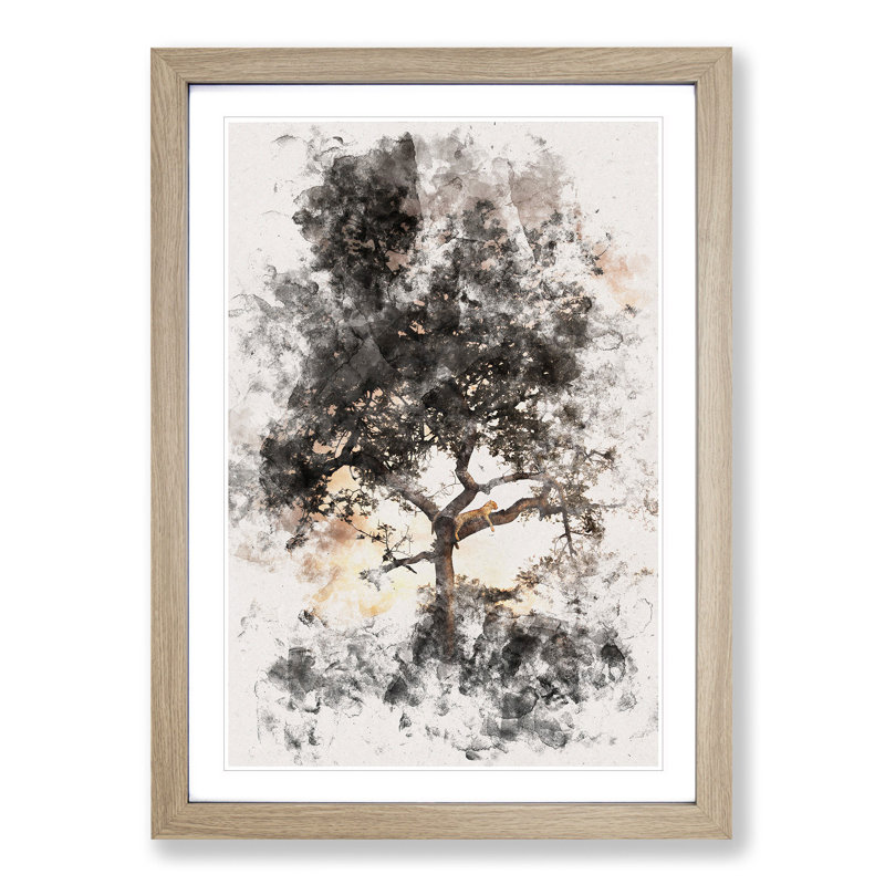 Leopard Siesta - Picture Frame Painting Print, 33cm H x 24cm W x 2cm D, Oak Framed
