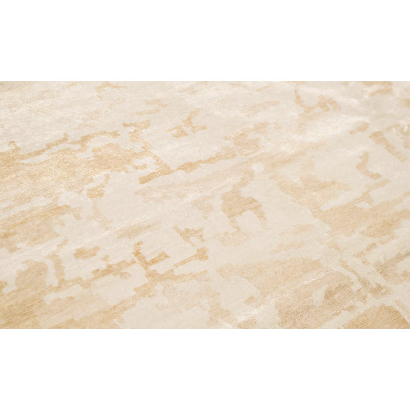 Wool Abstract Area Rug in White