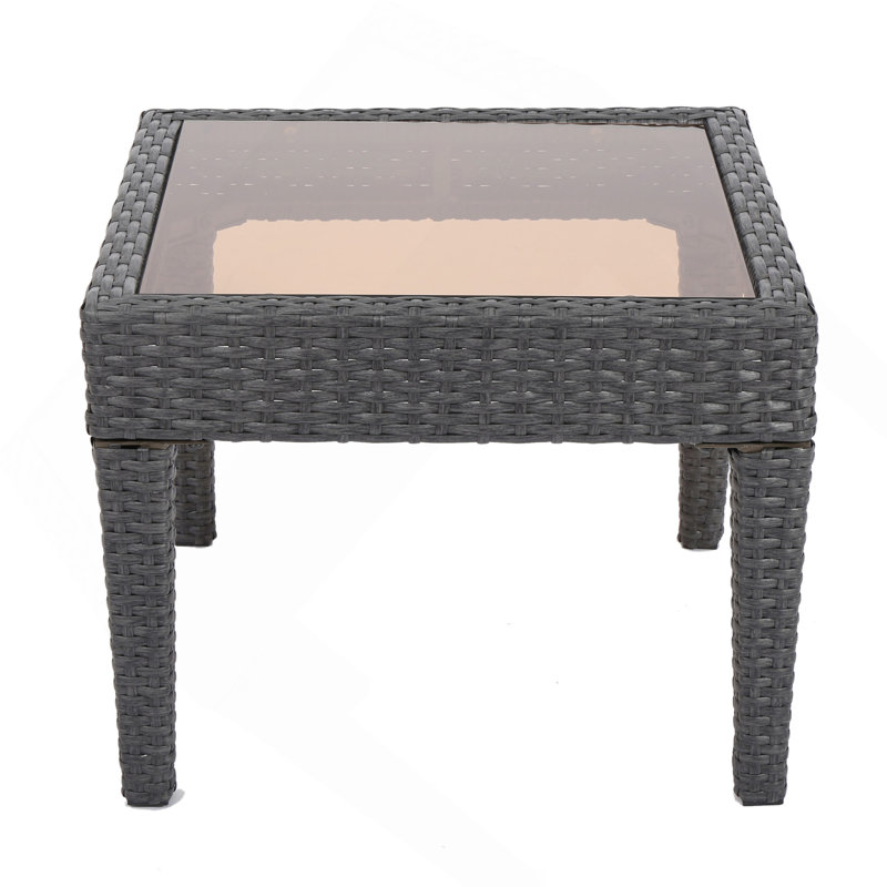 Outdoor Antibes Wicker Side Table,Accent Table,Grey