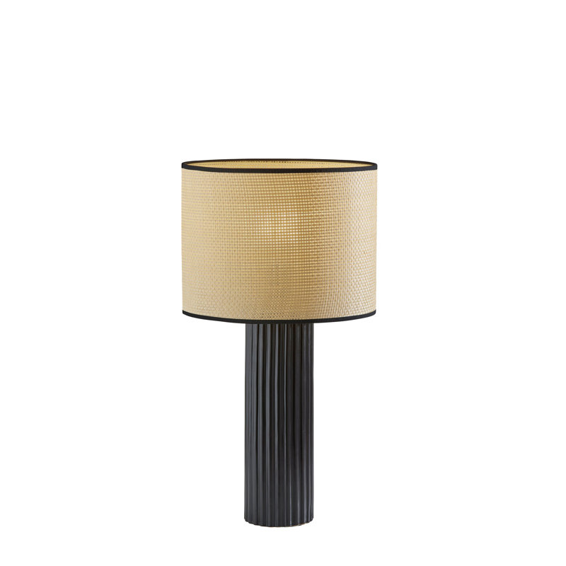 Lampe de table en céramique Aldreth, Noir côtelé, H 28,75 po x l 15,5 po x P 15,5 po