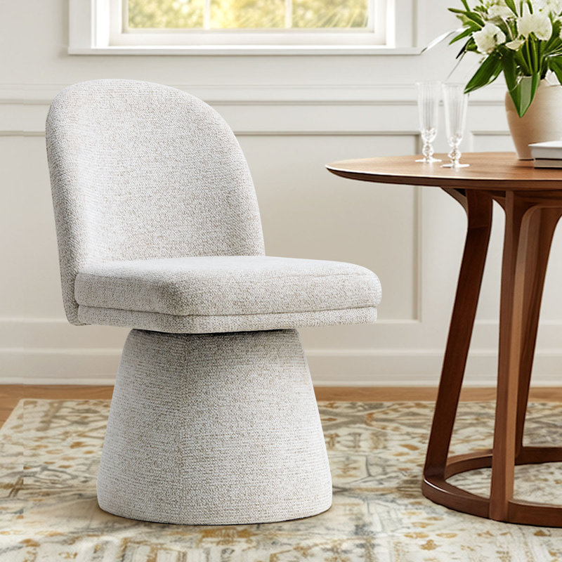 Essex Upholstered Fabric 360°Swivel Dining Chair, Cream