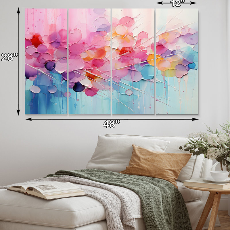 Pink Blue Pastel Patchwork - 4 Piece Wrapped Canvas Print