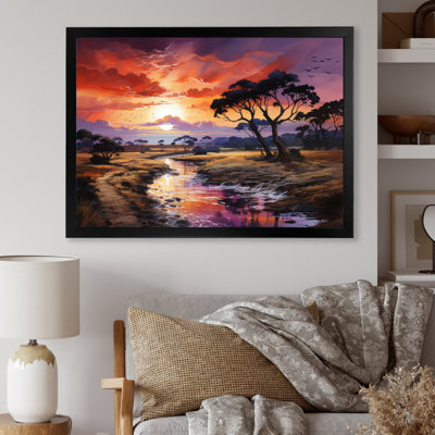African Serengeti Sunset - African Art Wall Decor