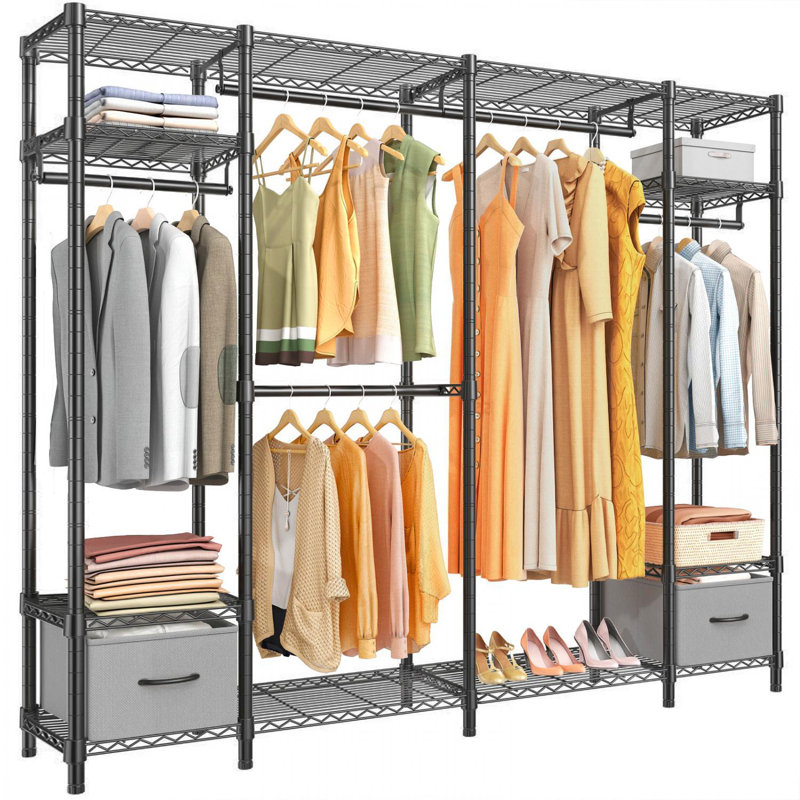 Maquan 76'' Metal Freestanding Garment Rack, Black