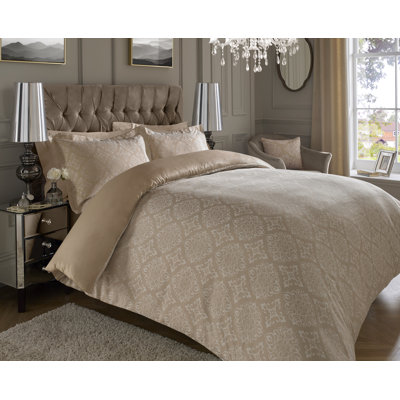 Rosner Cotton Blend Damask Duvet Cover Set with Pillowcases