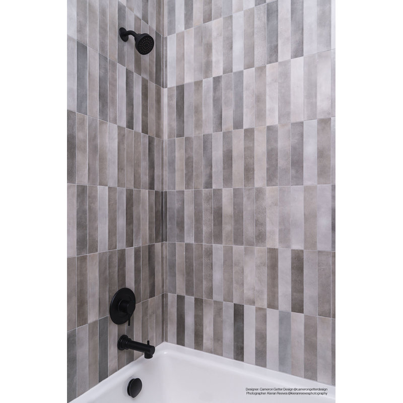 Celine 2.5" x 12" Porcelain Mosaic Wall & Floor Tile, Greige