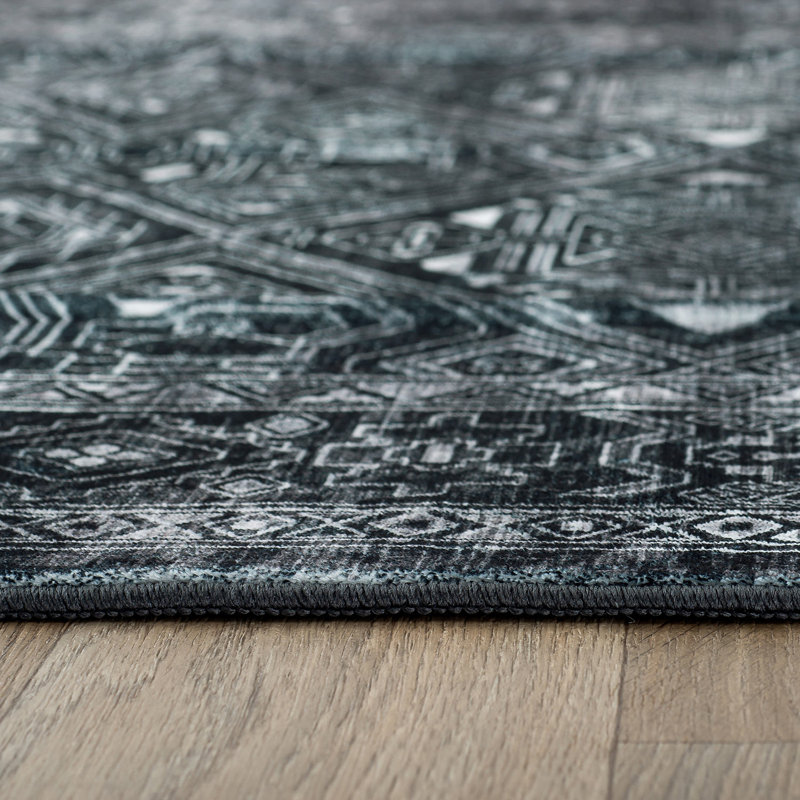 Transitional Bohemian Distressed Washable Non Slip Area Rug, Runner 2' x 10'