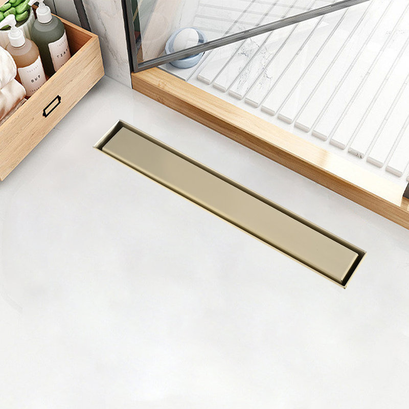 Drain linéaire en acier inoxydable de 24 po en acier inoxydable 304 avec attrapeur de cheveux et pieds de nivellement