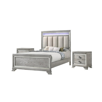 Modern Panel Bed Nightstand 3pc Set