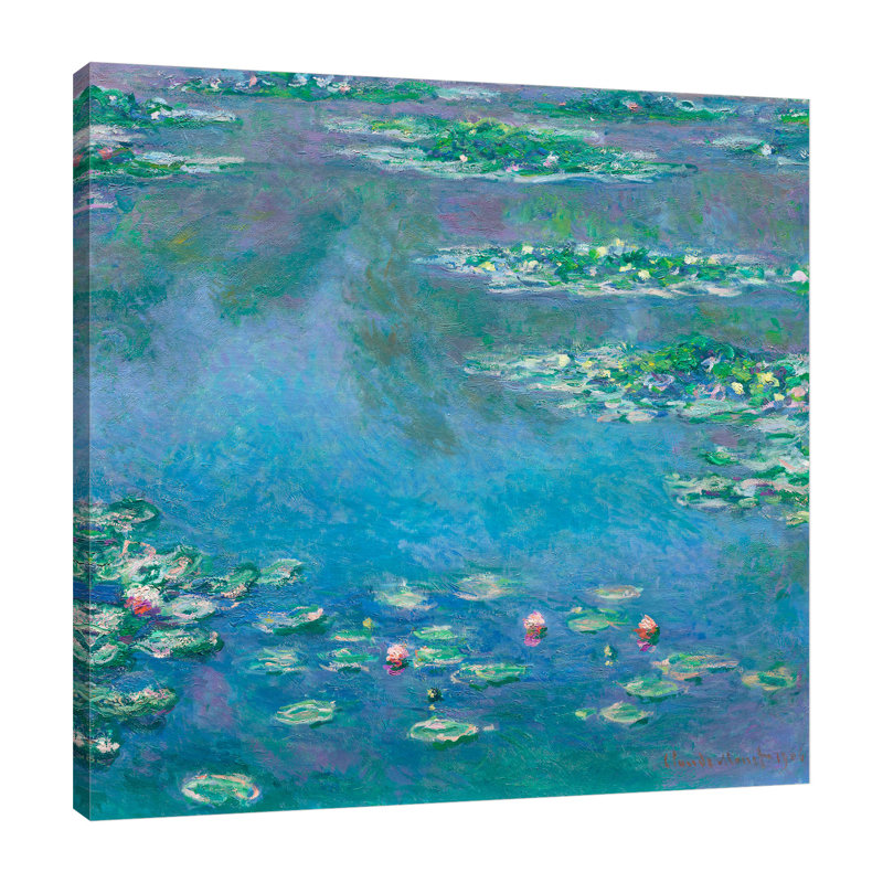«Water Lilies» par Claude Monet - reproduction d'art sur toile tendue, H 36 po x l 36 po x P 1,5 po