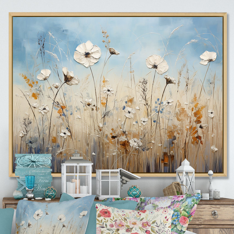 Minimalisme, Wildflower Wonderland III, reproduction sur toile, Cadre photo blanc, H 30 po x l 40 po