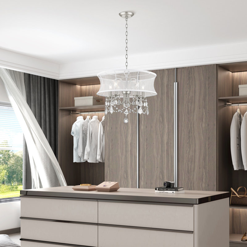 Widner Dimmable Drum Chandelier, 18.5" H x 20" W x 20" D, Brushed Nickel