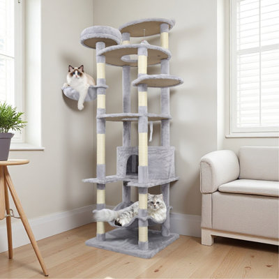 Tour pour chat de 78 pouces avec poteaux, grattage et jeu interactif pour chats de tailles variées
