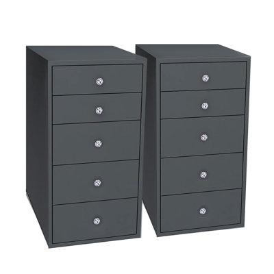 SlayStation 5 Soft Close Drawer Makeup Vanity Storage Unit with Crystal Lux Drawer Knobs
