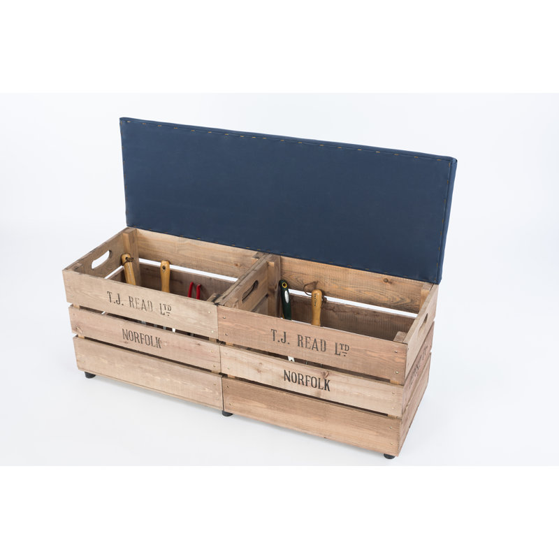 Edmunds Solid Wood Pine Outdoor Bench, Blue