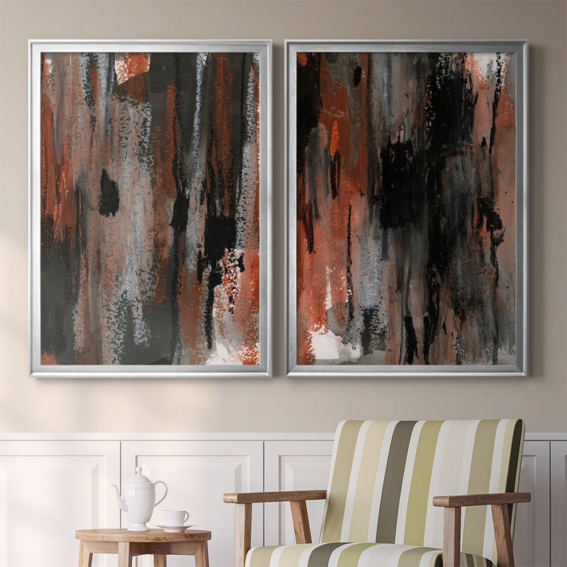 Toile encadrée de qualité supérieure Loft Pastel VII - prête à être accrochée, Argent, H 24,5 po x l 37 po