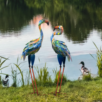 Rainbow Flamingo Garden Sculpture