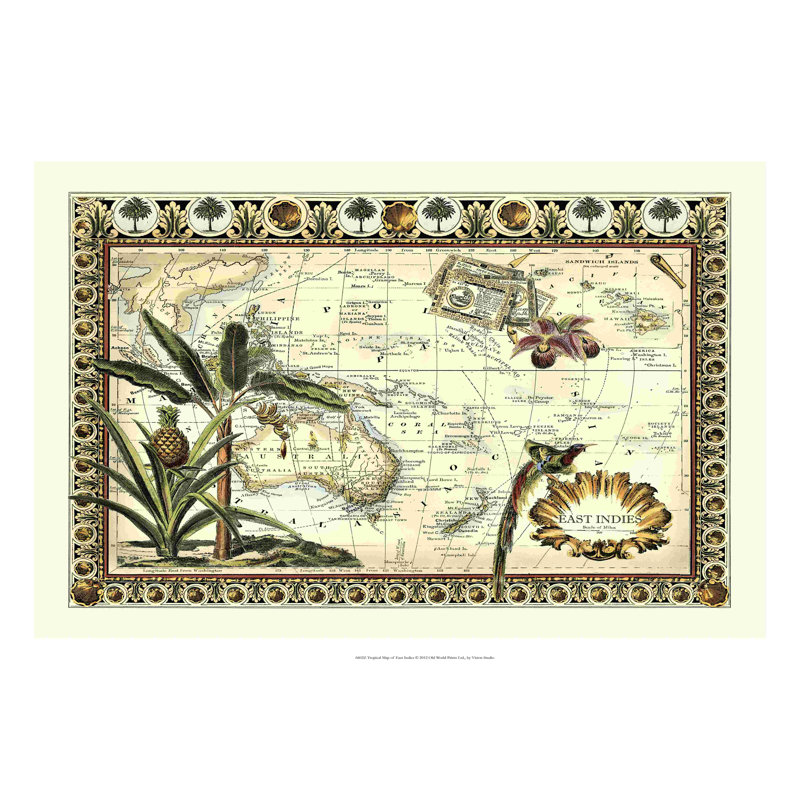 Carte tropicale des Antilles, H 20 po x l 30 po