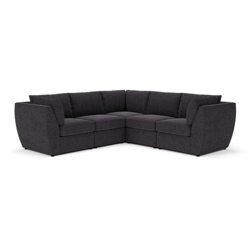 Caldwell 5-Piece Modular Upholstered Sectional, Bella Gunmetal