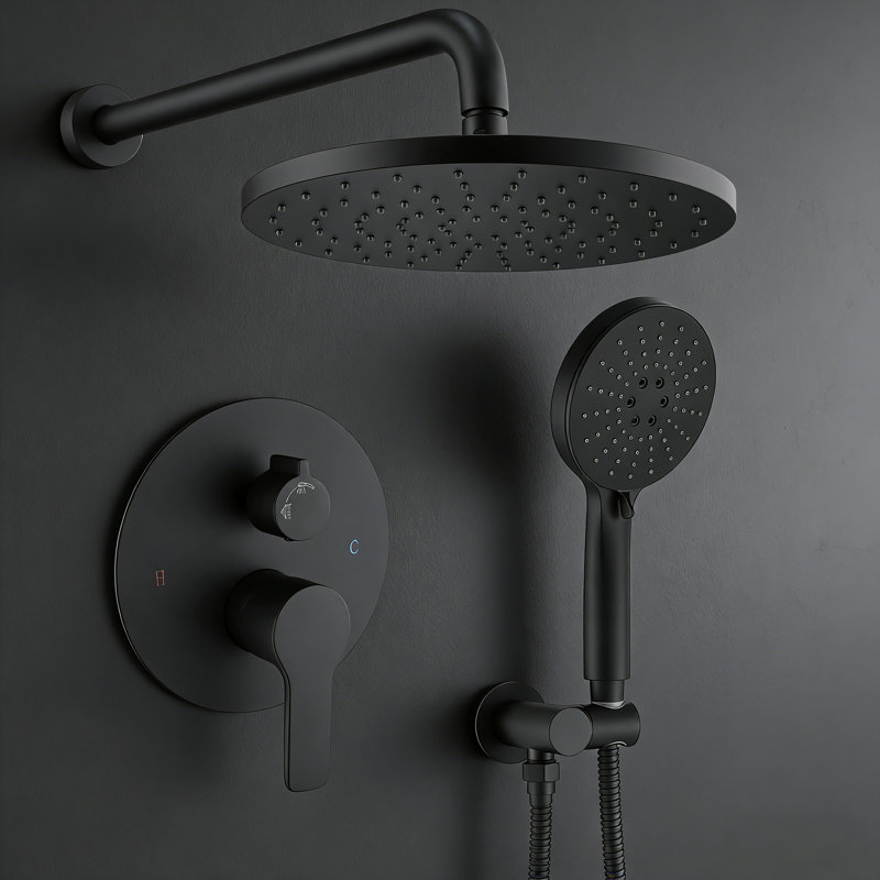 Wall Mounted Shower System， High Pressure Shower Head And 3-Setting Handheld, Shower Trim Kit Contain Pressure Balance Valve