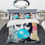 Ensemble d'édredon floral 4 pièces - gomme à bulles bleue Audrey Hepburn avec taies décoratives et coussins décoratifs-131383072