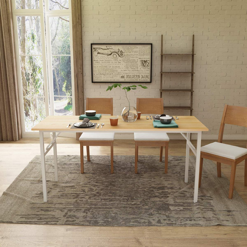 Katie Adjustable Metal Base Computer Desk, Teak/White, 29.5" H x 62" W x 23.6" D