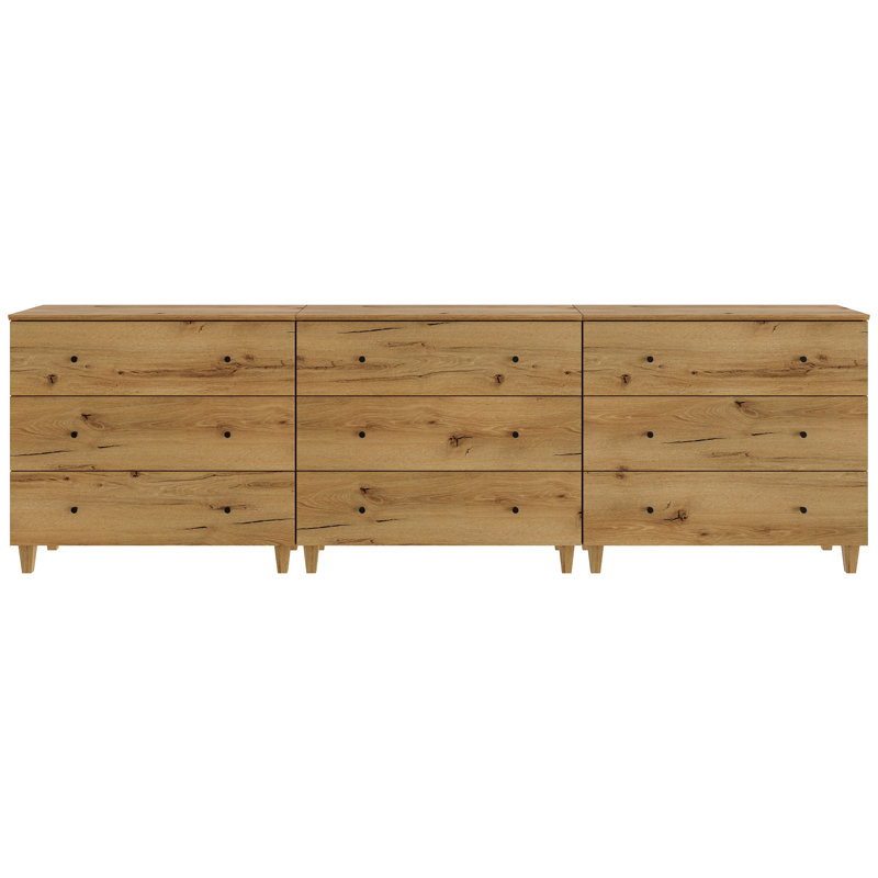Kids Dresser With 9 Drawers For Children's Room, 3-In-1 Dresser For Bedroom, 106"W, Oak Brown
