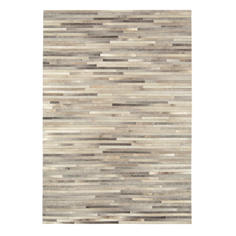 Karlee Striped Cowhide Area Rug, Rectangle 160 x 230cm