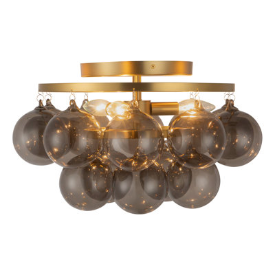 Faye 18-in Brushed Gold Semi-Flush Mount with Smoked Glass