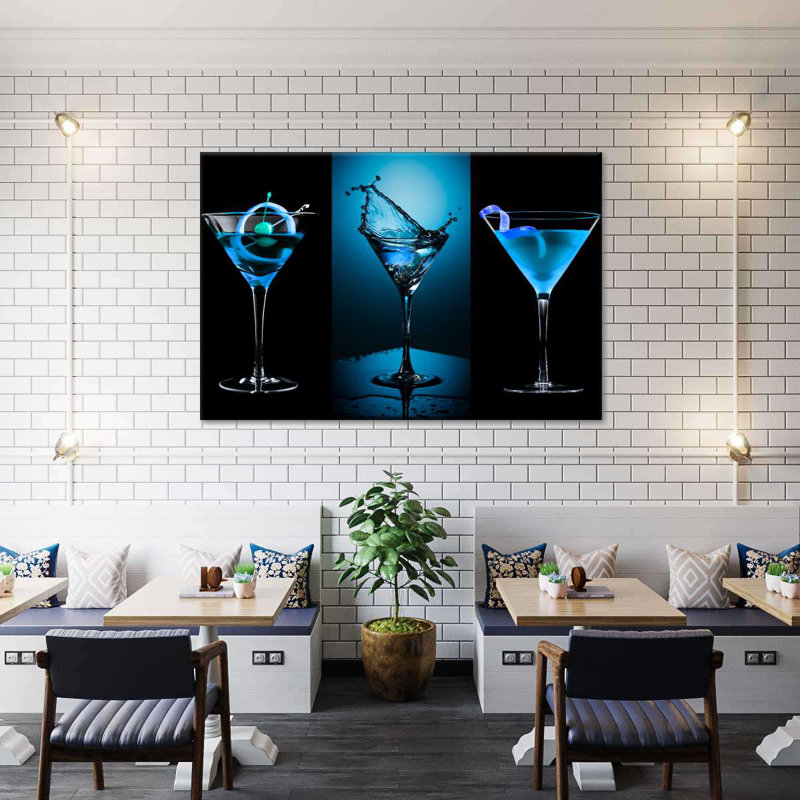 «Blue Cocktail Drinks», reproduction sur toile, H 20 po x l 30 po x P 1,25 po