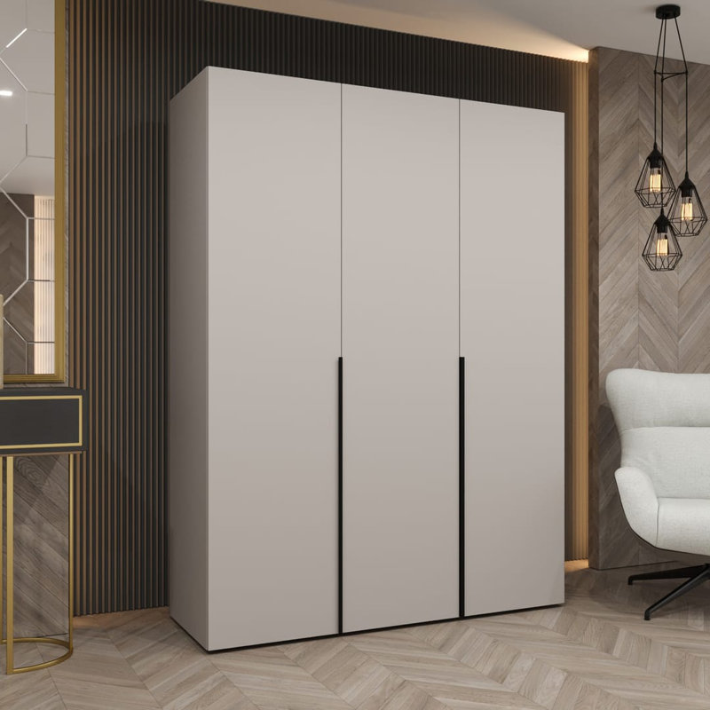 Bia 3 Door Manufactured Wood Wardrobe, Cashmere