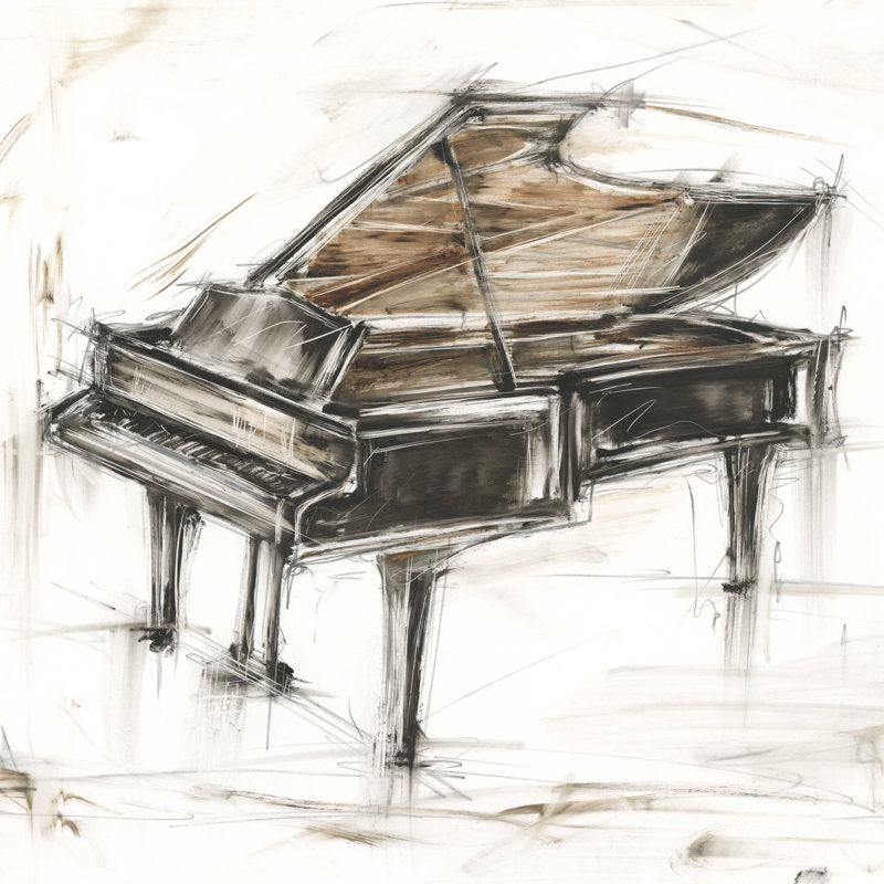 Étude de piano à queue, H 36 po x l 36 po